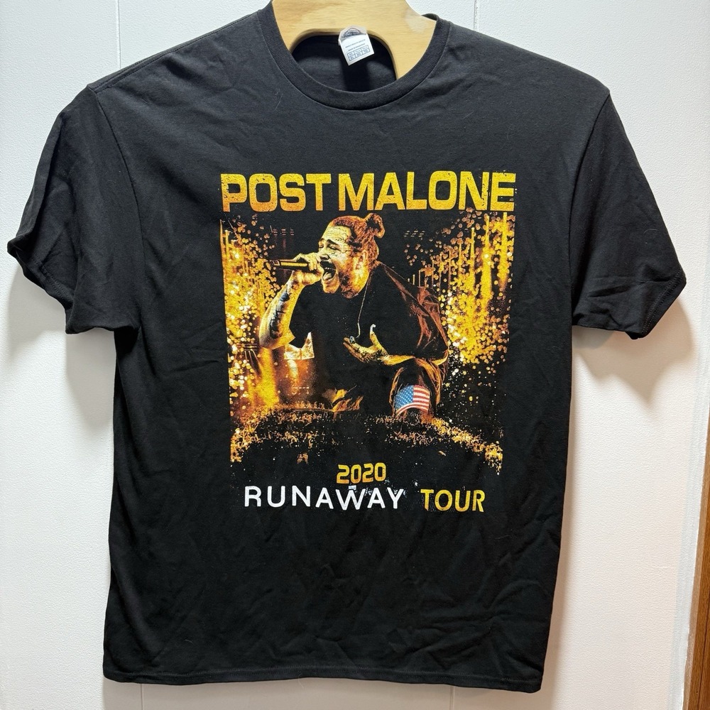 Post Malone Runaway Tour 2020 Concert T-Shirt Black Graphic Tee Men's Size‎ L